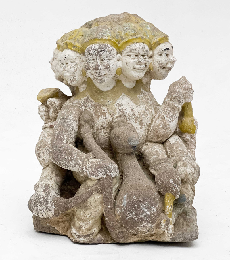 Indian Large Painted Stone Figural Group of Brahma