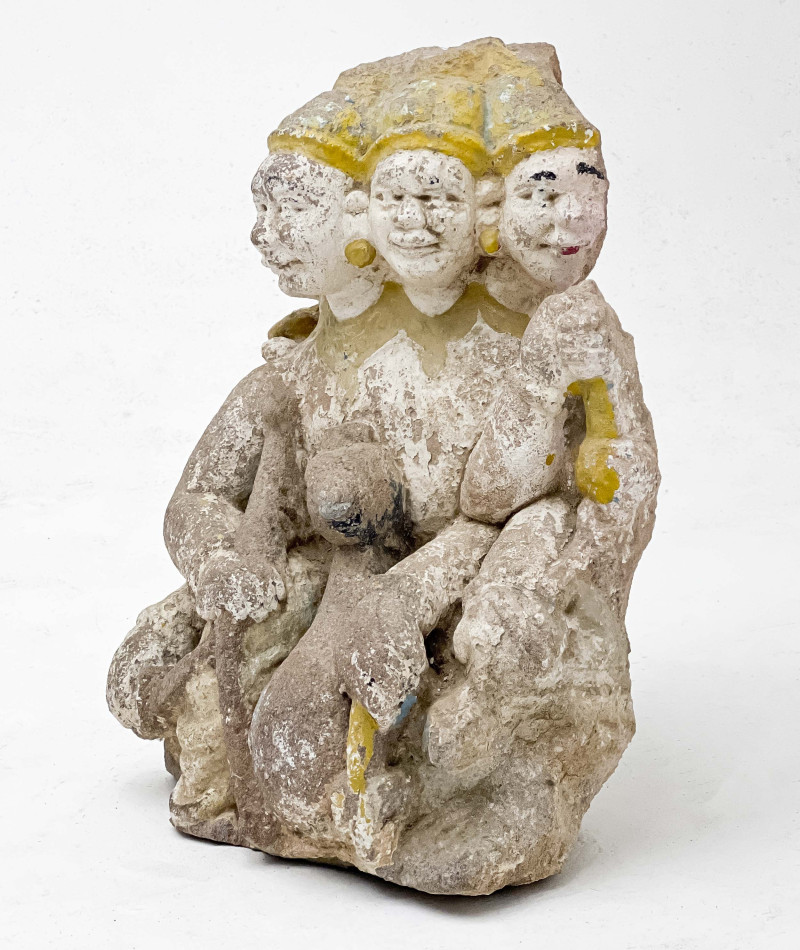 Indian Large Painted Stone Figural Group of Brahma