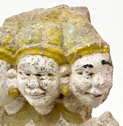 Indian Large Painted Stone Figural Group of Brahma