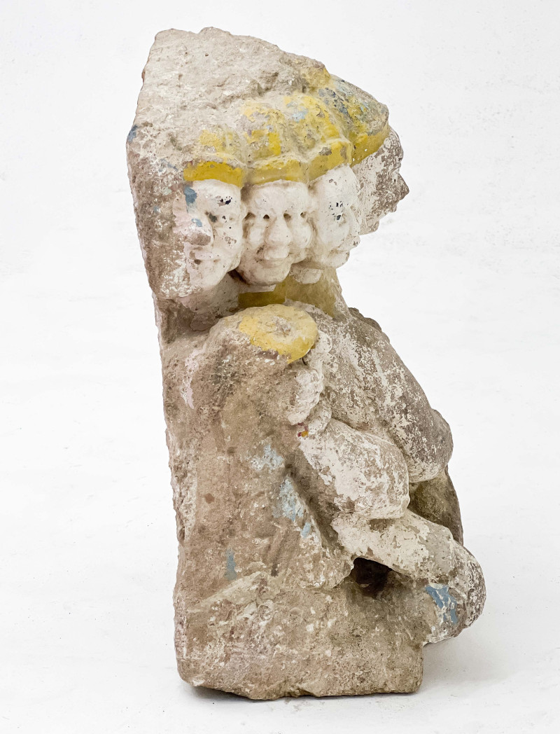 Indian Large Painted Stone Figural Group of Brahma