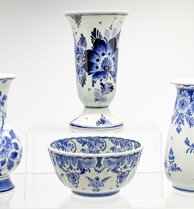 Assorted Dutch and Danish Blue and White Pottery, mostly Delft