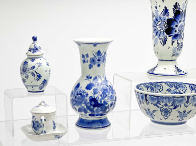 Assorted Dutch and Danish Blue and White Pottery, mostly Delft