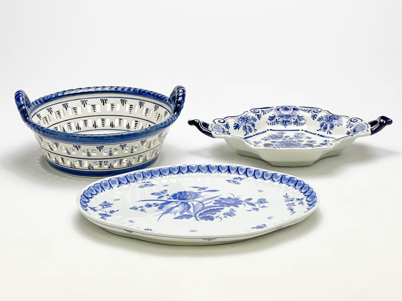 Assorted Dutch and Danish Blue and White Pottery, mostly Delft