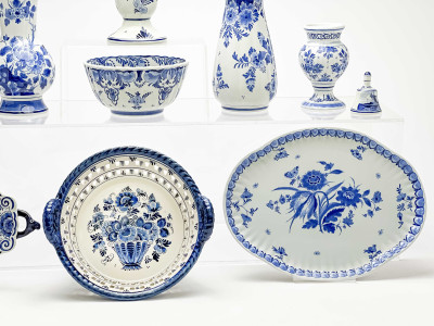 Assorted Dutch and Danish Blue and White Pottery, mostly Delft