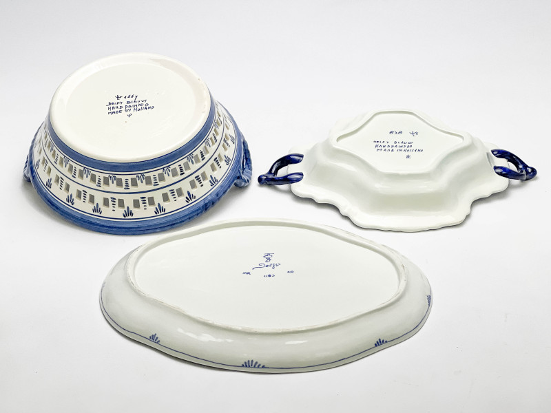 Assorted Dutch and Danish Blue and White Pottery, mostly Delft