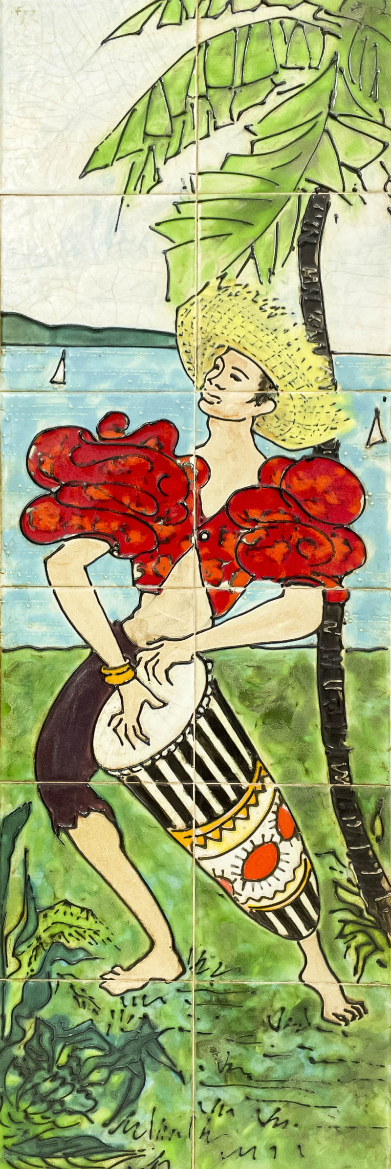 Tile Frieze of Caribbean Drummer