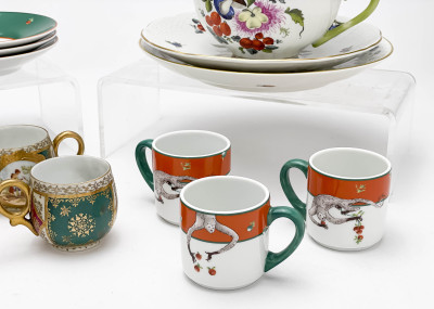 Oversized Herend Cup and Plates with additional porcelain pieces, group lot