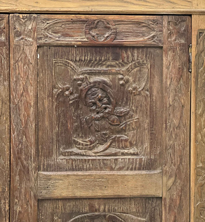 Carved Panel Corner Cupboard