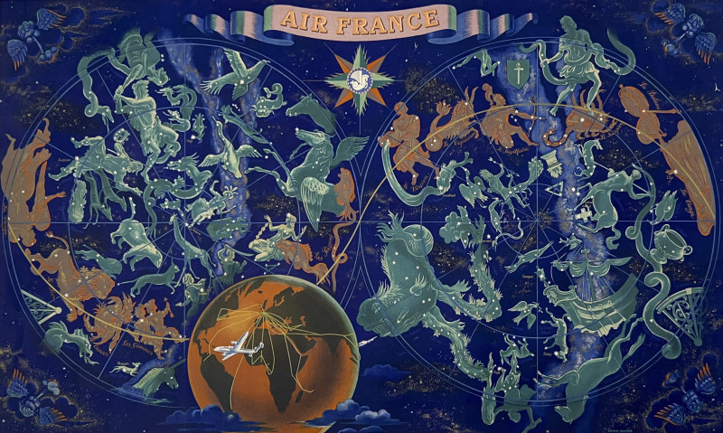 Lucien Boucher - Air France Planisphere, By Day and by Night in all Skies Poster
