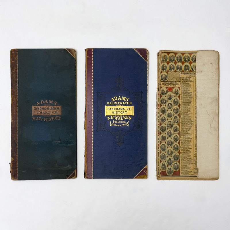 Sebastian C. Adams - Synchronological Chart, Illustrated Panorama of History, Chronological Chart of Ancient Modern and Biblical History with Maps , Group of 3