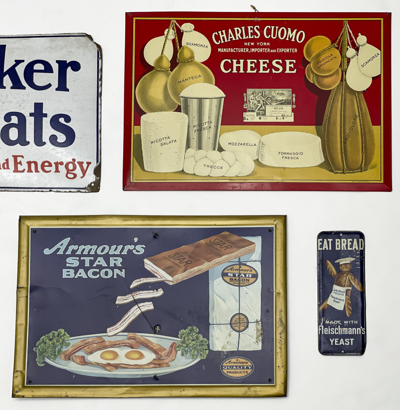 Vintage Enamel Food Signs, Group of 5