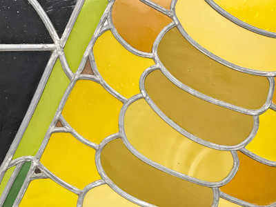 Lowell Nesbitt - Stained Glass Panel with Carrots, Corn and Squash