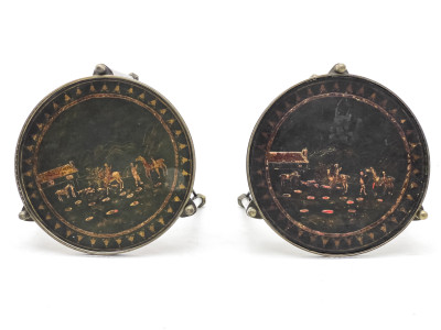 Directoire Style Gueridons with Chinoiserie Decorated Tops, Pair