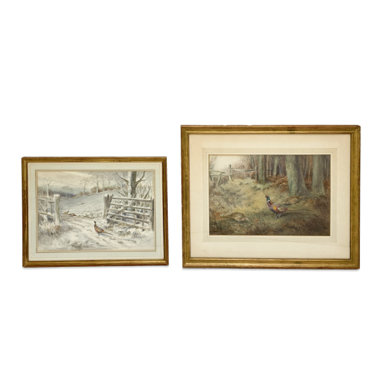 Roland Green - Pheasants in the Snow / Pheasants in the Woods (2 Works)
