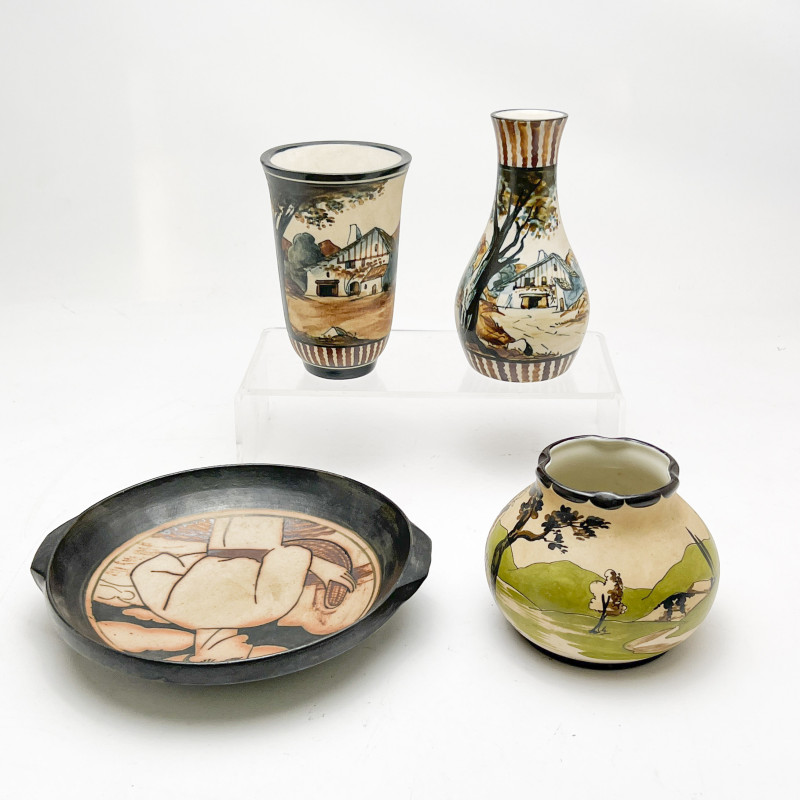 Étienne Vilotte &amp; Poterie De Ciboure - Bowl and Vases, Group of 4