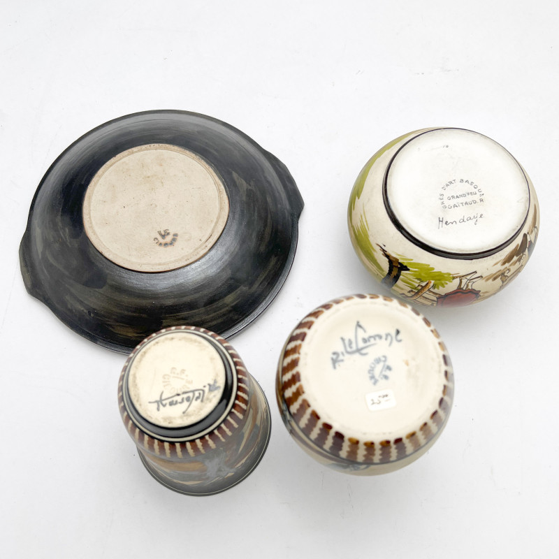 Étienne Vilotte &amp; Poterie De Ciboure - Bowl and Vases, Group of 4