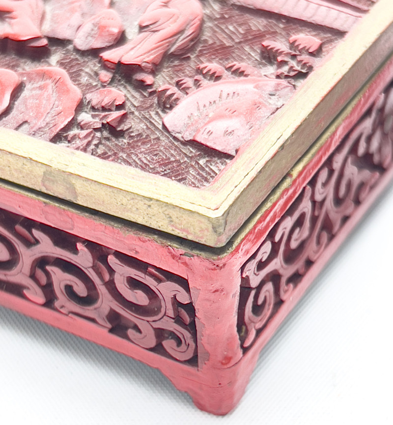 Chinese - Cinnabar Style Snuff Bottles and Desk Accessories, Group of 6