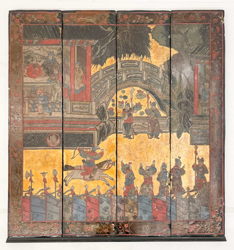 Chinese Four Panel Coromandel Screen