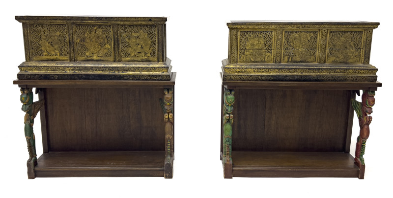 Asian - Small Thai Manuscript Box/Stand, Pairs