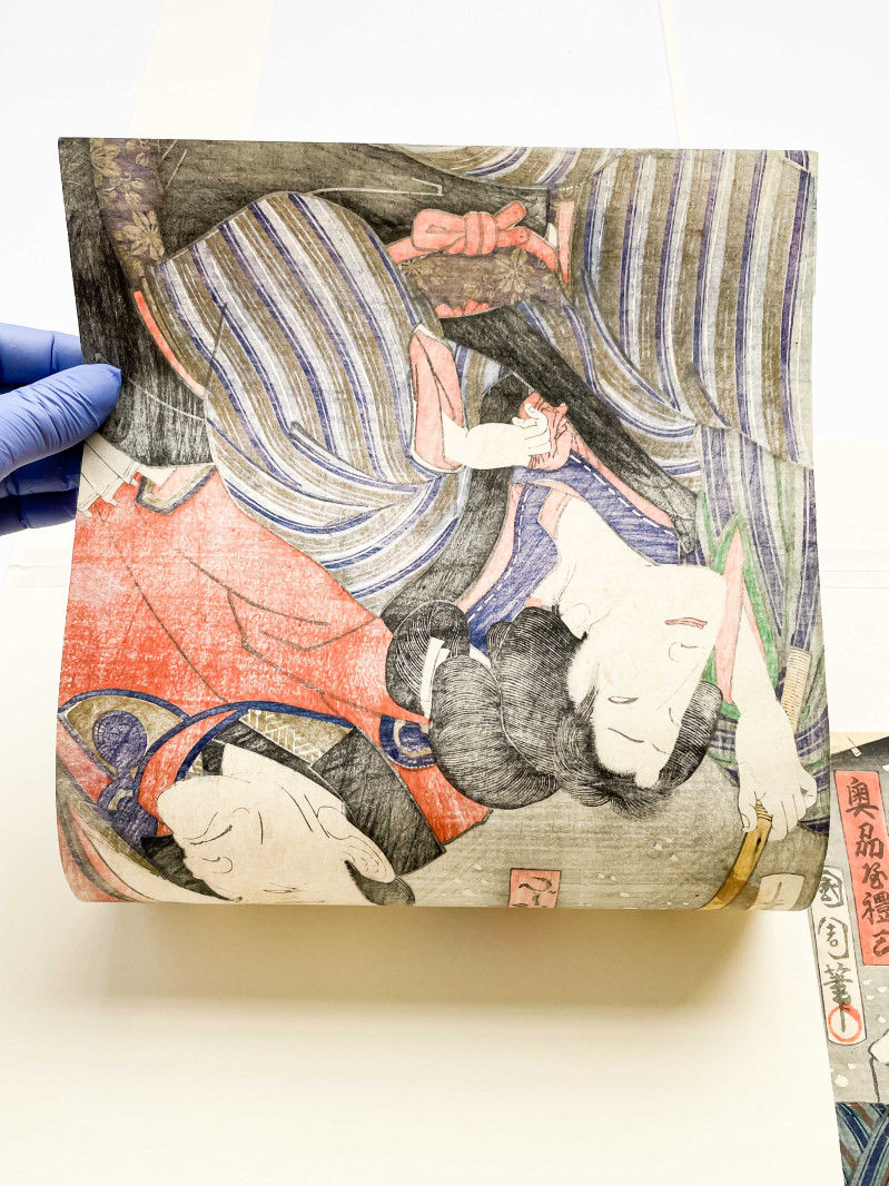 Utagawa Kunisada II - Family in the Snow, Diptych - Capsule Auctions