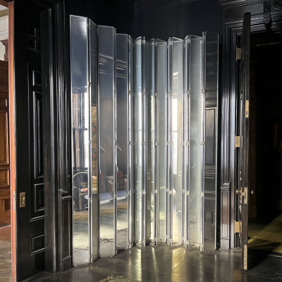 Monumental Modernist Mirrored Folding Screen