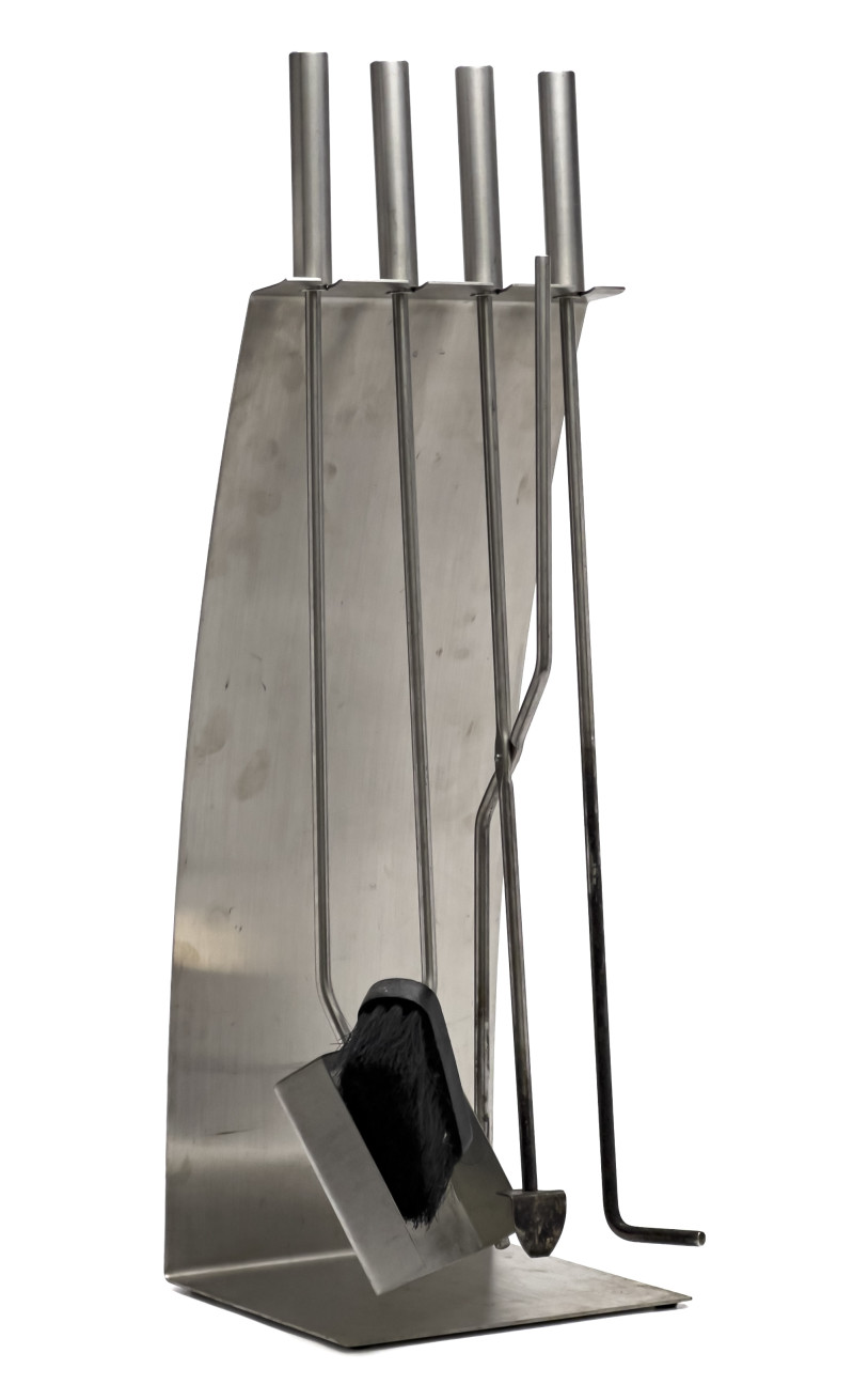 Andirons / Chrome Fireplace Set, Group of 3