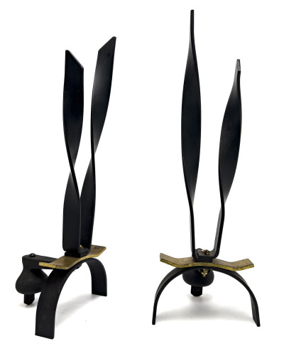 Andirons / Chrome Fireplace Set, Group of 3