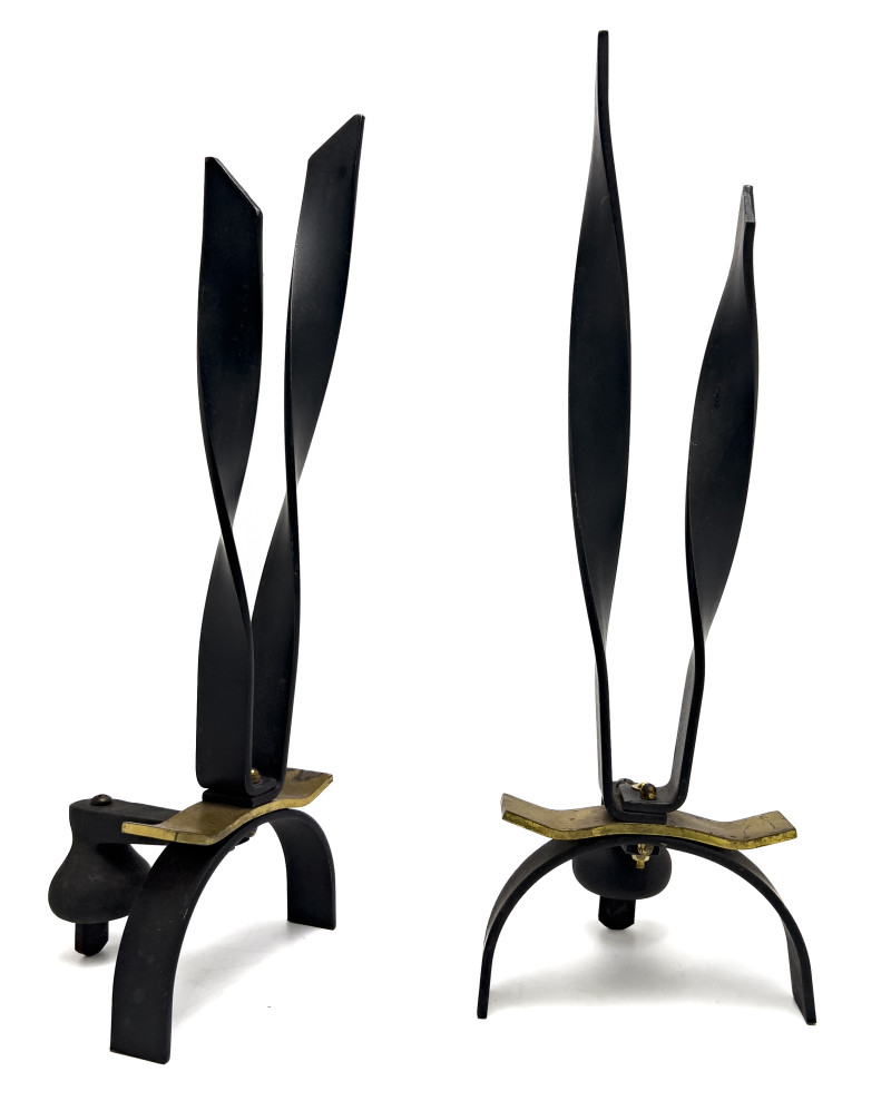 Andirons / Chrome Fireplace Set, Group of 3