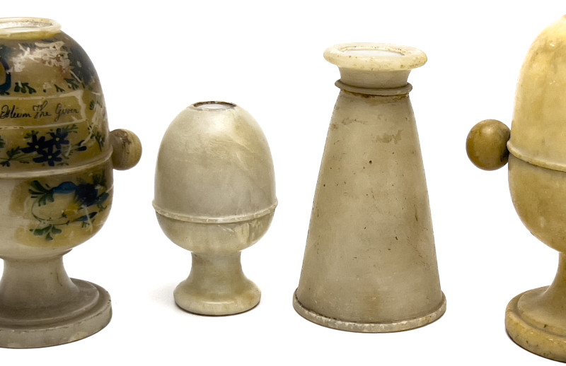 Victorian Alabaster Peep Eggs, Group of 5