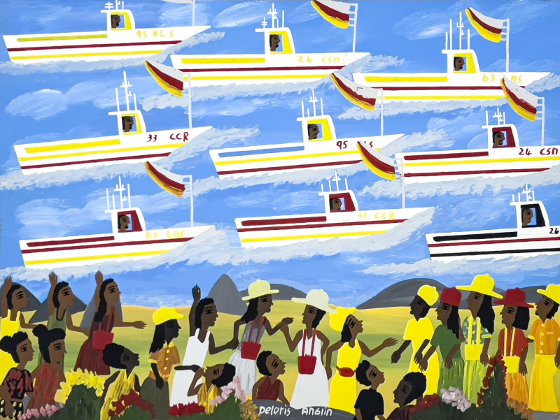 Deloris Anglin - Untitled (Figures and Boats)