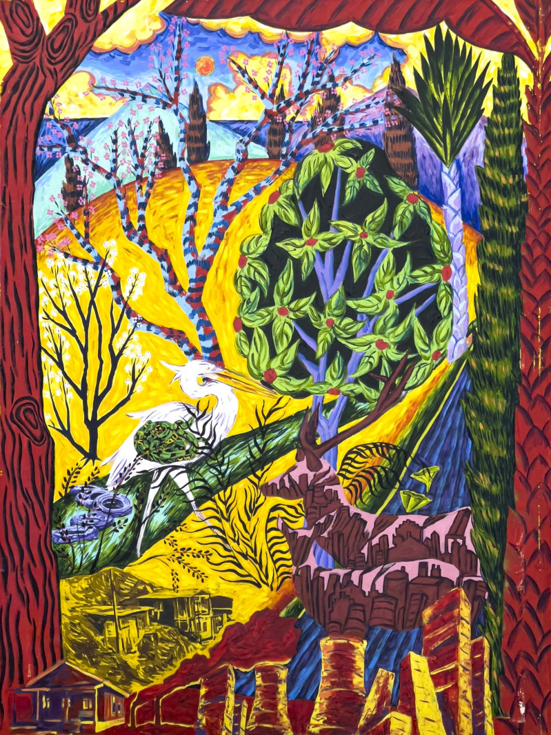 Janet Cooling - Untitled (Landscape with Deer and Egret)