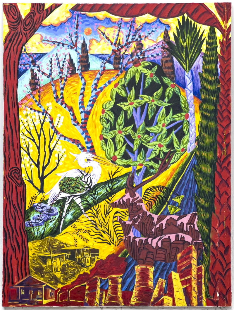 Janet Cooling - Untitled (Landscape with Deer and Egret)