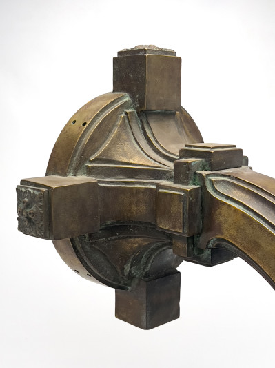 Architectural Large Exterior Bronze Sconces, Pair