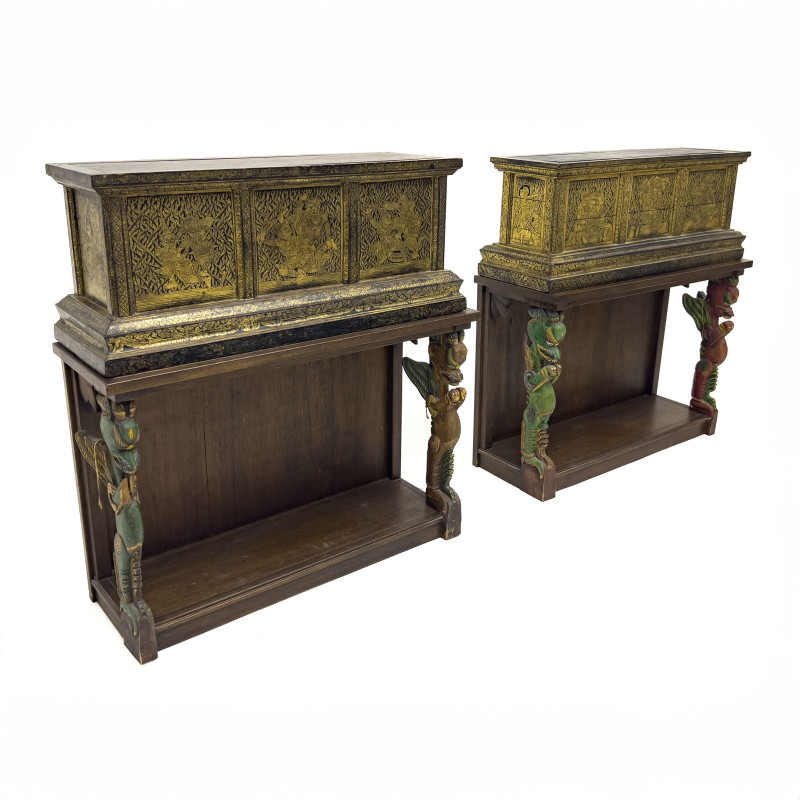 Asian - Small Thai Manuscript Box/Stand, Pairs
