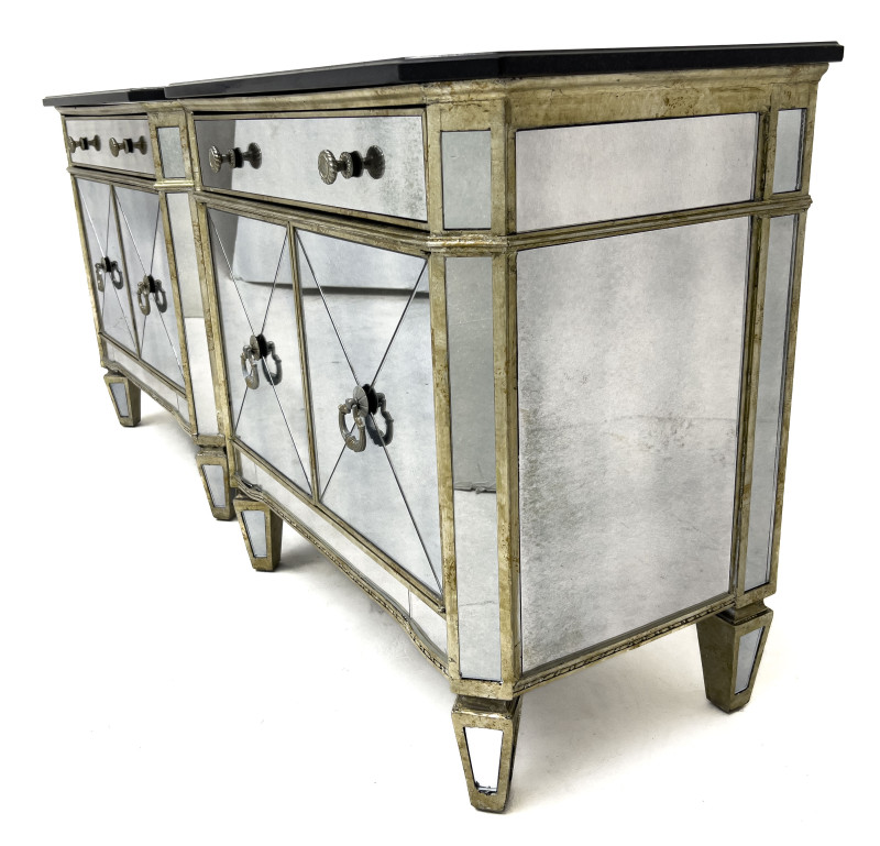 Pair of Hollywood Regency Style Mirrored Nightstands