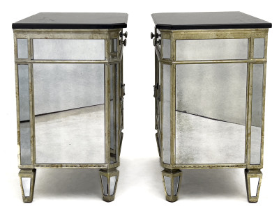 Pair of Hollywood Regency Style Mirrored Nightstands