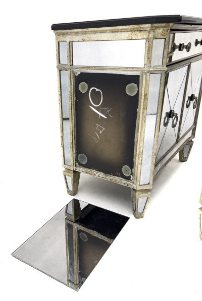 Pair of Hollywood Regency Style Mirrored Nightstands