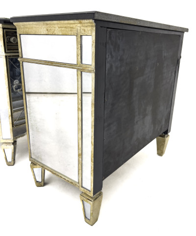 Pair of Hollywood Regency Style Mirrored Nightstands