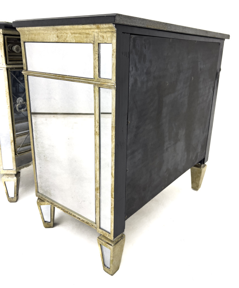Pair of Hollywood Regency Style Mirrored Nightstands