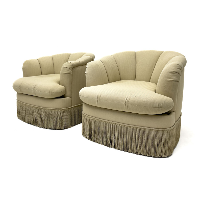 Tan Club Chairs, Pair