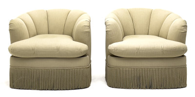 Tan Club Chairs, Pair