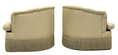 Tan Club Chairs, Pair