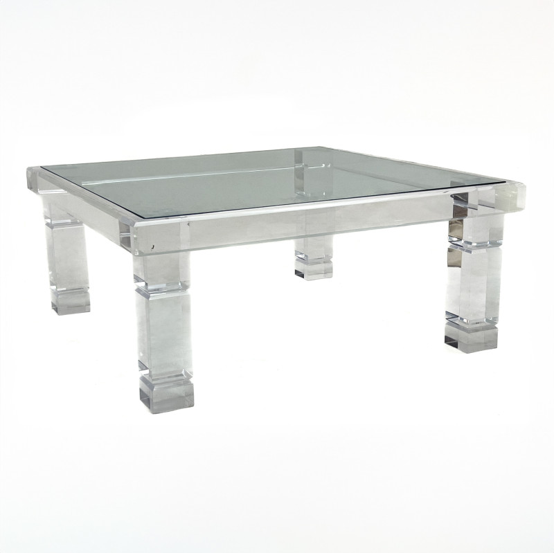 Karl Springer Style Lucite Square Coffee Table
