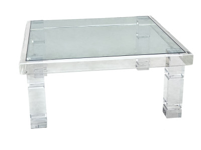 Karl Springer Style Lucite Square Coffee Table