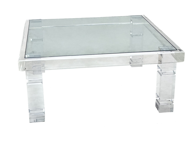 Karl Springer Style Lucite Square Coffee Table