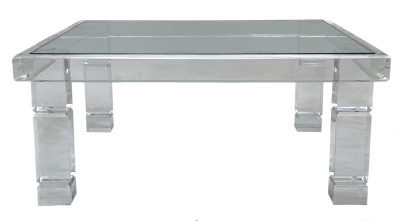 Karl Springer Style Lucite Square Coffee Table