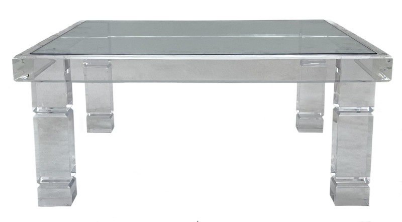 Karl Springer Style Lucite Square Coffee Table