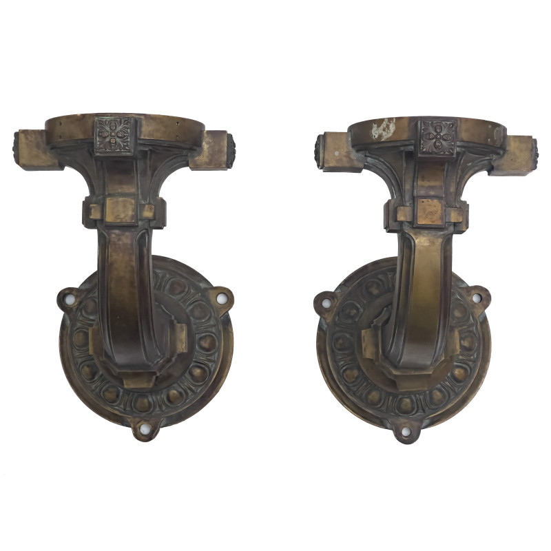 Architectural Large Exterior Bronze Sconces, Pair