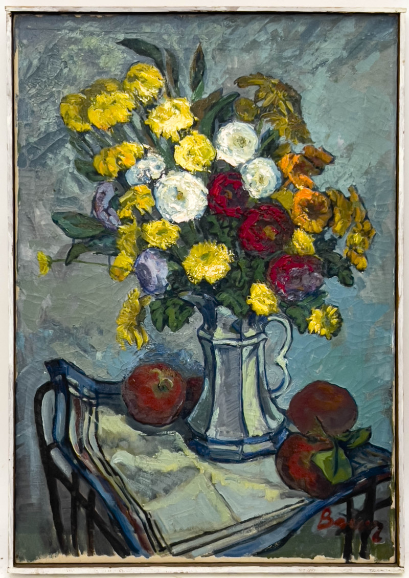 Albert Bela Bauer - Still Life with Flowers and Apples