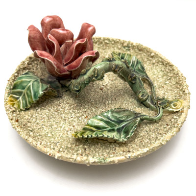 Barbotine Majolica Dish and Vase